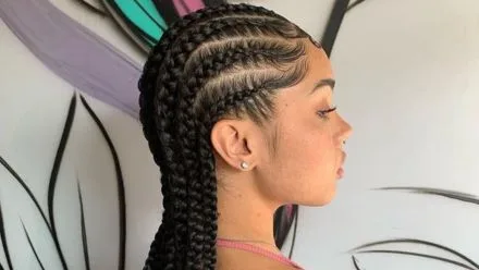 Cornrow hairstyle done at Spa Bali Moon, expert hair braiding Bali service for clean and comfortable braided styles.